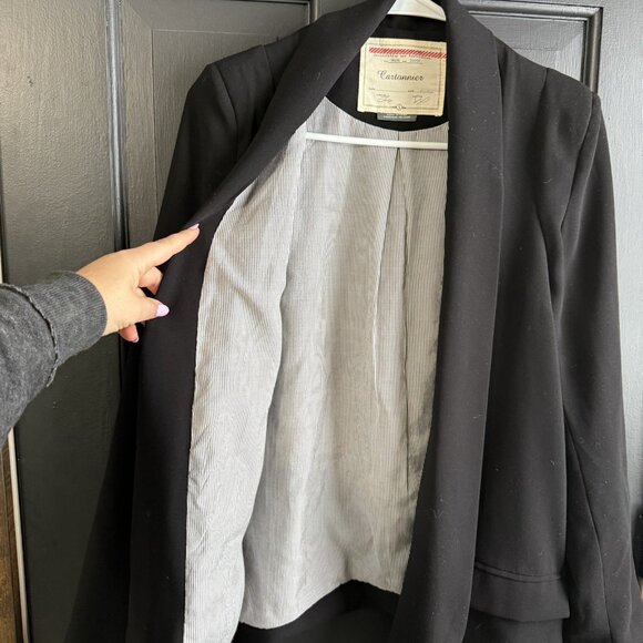 Anthropologie Cartonnier Black Blazer Jacket Draped Open- Front Size Small - Picture 4 of 14